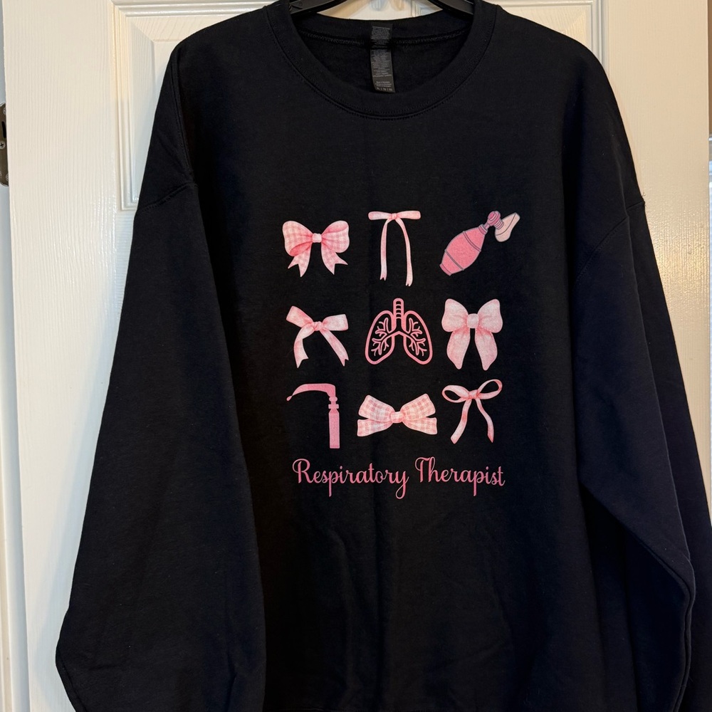 Gildan Black Sweatshirt with Pink Bow Design